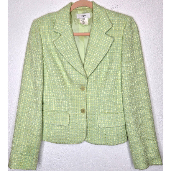 Vertigo Paris Jackets & Blazers - Vintage‎ Vertigo Paris Jacket Medium Green Wool Tweed Coquette Clueless 90s Y2K
